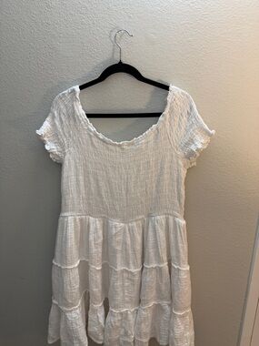 American Eagle White Smocked Babydoll Dress Size XL